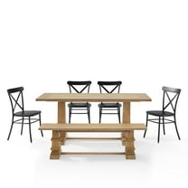 Crosley Furniture Joanna 6 Piece Modern Wood Dining Set in Rustic Brown/Black