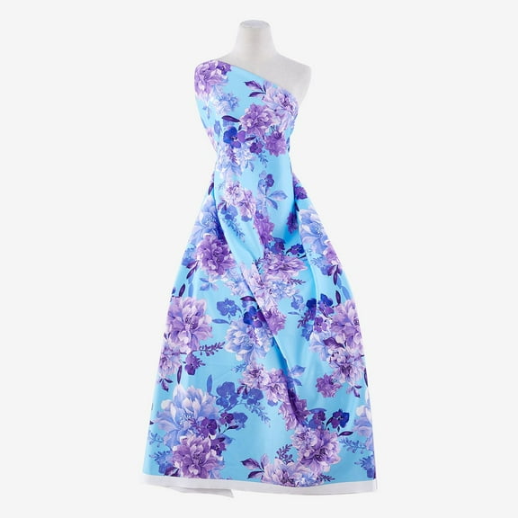 Zelouf Zs1909W Print Scuba , Sewing, DIY, Crafts Fabric by the Yard, 466 Aqua/purple, 3 Yard