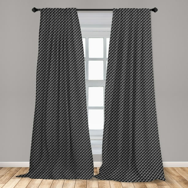 Dark Grey  Curtains 2  Panels Set Abstract Monochromatic  