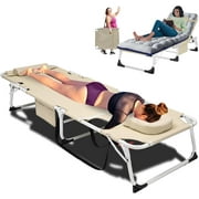 Slsy 3in1 Sun Tanning Chair with Mattress, Heavy Duty Summer Lounger Chair with Face Arm Hole, Adjustable, Removable Pillow & Carry Handle, Sunbathing Chair for Patio, Poolside, Lawn, Beach