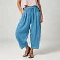 thumbnail image 2 of QIYAGBSA Women's Striped Pants Relaxed Wide Leg Drawstring Waist Summer Casual (Light Blue, 2XL), 2 of 5