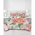 thumbnail image 3 of Pink Peony Blossom Full Size Down Alternative Comforter, Lightweight Comforter Quilt Bedding Set with Pillow Shams Spring Botanical Floral Watercolor All Seasons Bed Comforter Duvet Insert 78"x90", 3 of 7