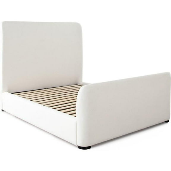 Diamond Sofa EVEIVEKBED Elite Ivory Fabric Eve Bed with Contoured Headboard & Footboard - Eastern King