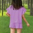 thumbnail image 5 of Mgmyaa Girls Summer 2-Piece Outfit Sets Comfortable Short Sleeve Round Neck T-Shirt and Elastic Waist Shorts Set for Kid, 5 of 8