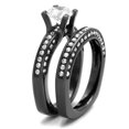 thumbnail image 4 of IP Light Black (IP Gun) Stainless Steel Ring with AAA Grade CZ in Clear for Women Clear Stone Color Style TK1175LJ Size 8, 4 of 5