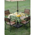 thumbnail image 4 of Outdoor Tablecloth with Umbrella Hole for Patio/Picnic/Party/Camping, Lemon Vase Summer Waterproof Table Cloth Square Cover Washable, Spring Fruits Green Striped (60"x 60"), 4 of 8