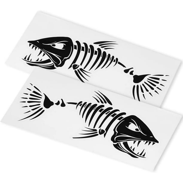 Mesinurs Boat Skeleton Fish Decals - Marine Shark Bone Decoration Fishing Stickers Graphics Accessories For Canoe Kayak Car Suv