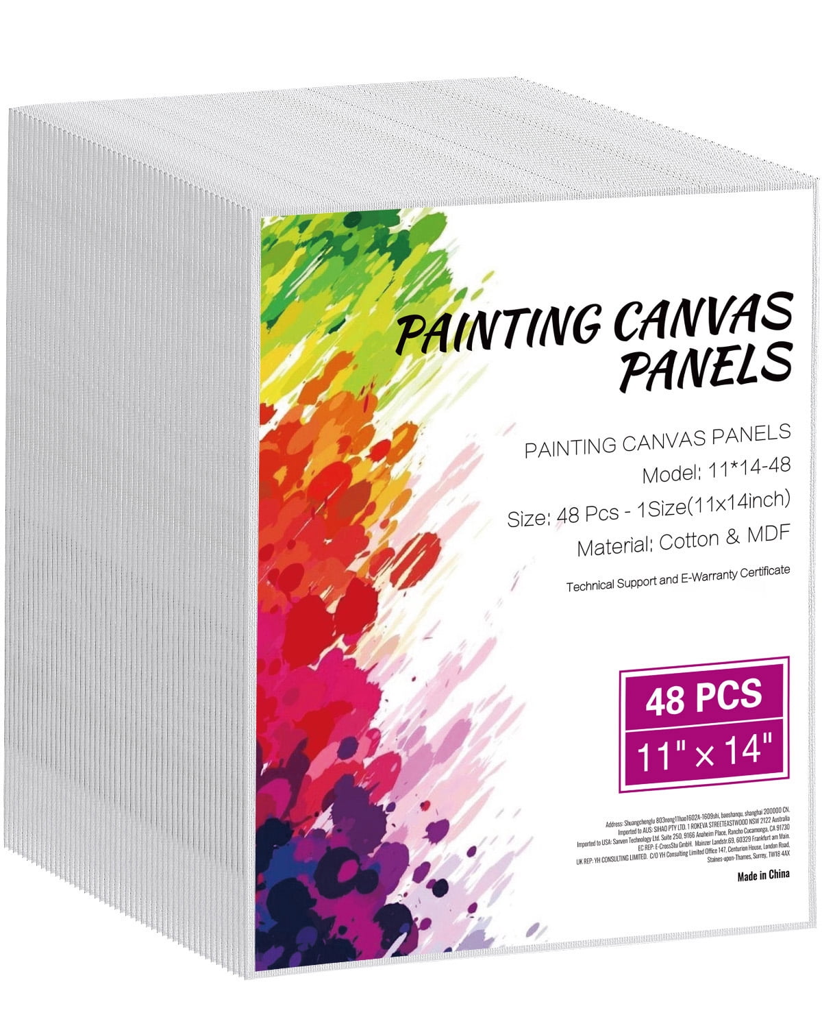 KFFKFF Artistic Canvas Panels, 11 x 14 Inch White Painting Surfaces, Set of 48, Ideal for Drawing, Acrylic and Oil Artwork, Watercolor, Suitable for Children and Professional Artists