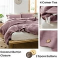 thumbnail image 3 of Simple&Opulence 100% Washed Linen Duvet Cover Queen Size -3 Pieces - Natural Flax French Country Bedding Set - Breathable Farmhouse Comforter Cover with Coconut Button Closure - Purple, 3 of 6