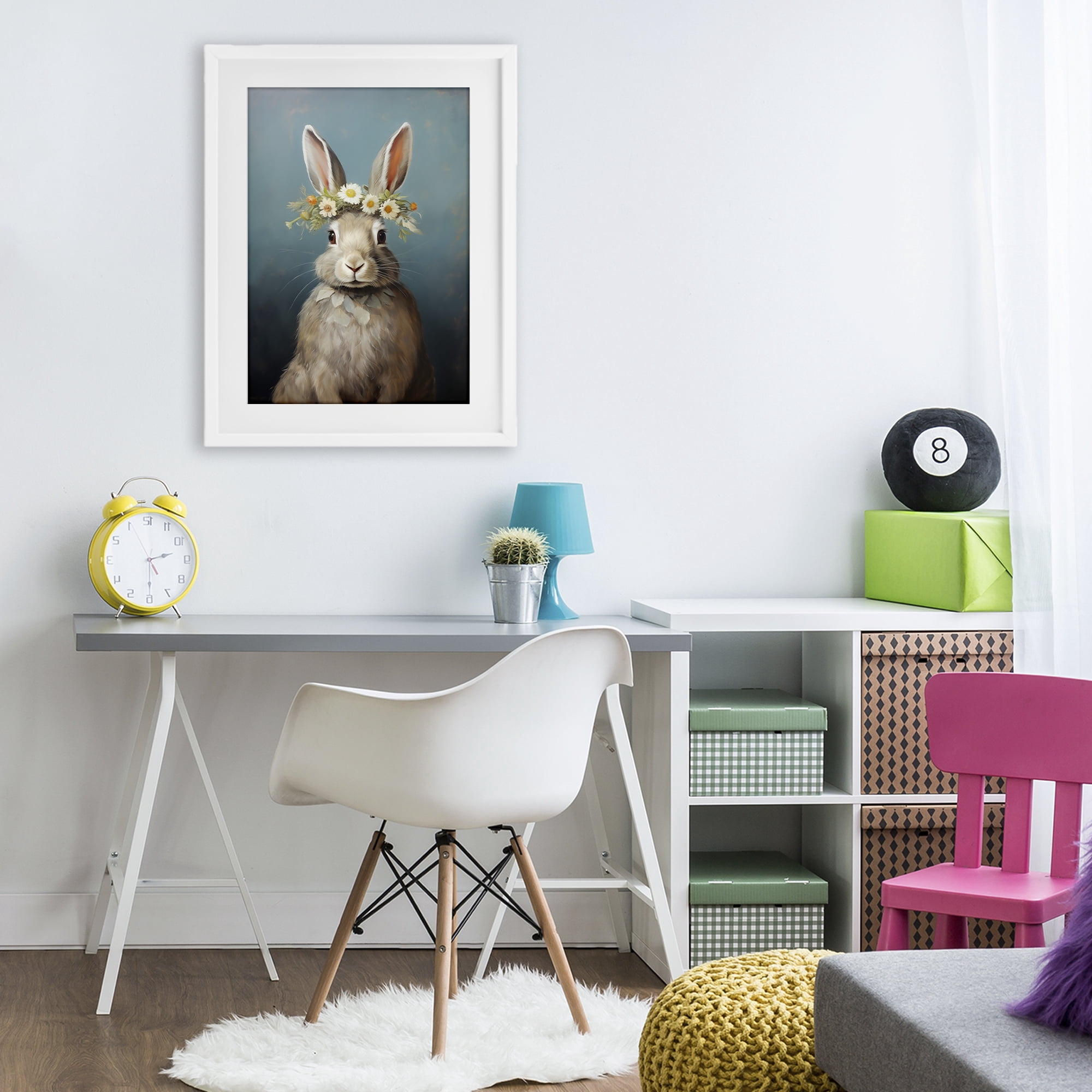 Stupell Industries Daisy Crowned Bunny Portrait White Framed Print Under Glass, design by Heidi Kuntz