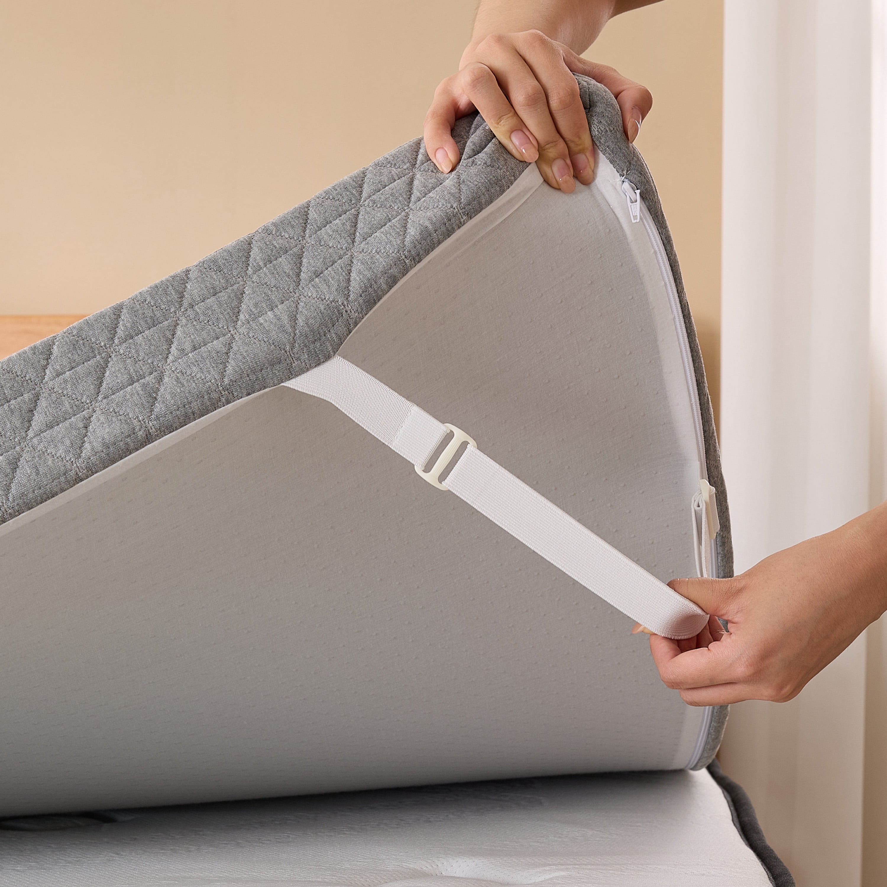 Firm 3 Inch Memory Foam Mattress Topper for Pressure Relief , Non-Slip Design with Removable & Washable Cover, CertiPUR-US Certified