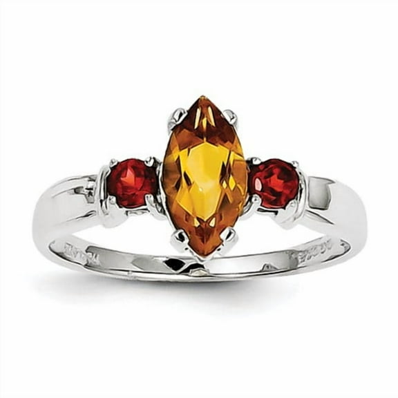Primal Silver Sterling Silver Rhodium Citrine and Garnet Ring