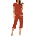 thumbnail image 2 of MINTLIMIT Ensembles de Pyjama Unis Hauts à Manches Courtes et Pantalons Capri pour Femmes, 2 of 3