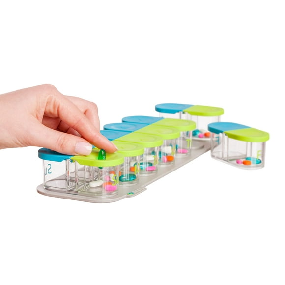 Sagely Organisateur Hebdomadaire Intelligent et Actif pour Pilules - Planificateur de Pilules AM/PM avec Application Gratuite et 7 Capsules Amovibles