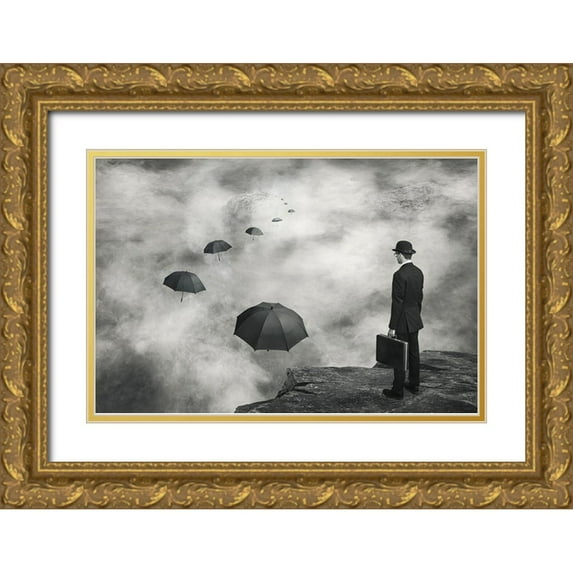 Villeneuve, Alain 18x13 Gold Ornate Wood Framed with Double Matting Museum Art Print Titled - The Road Less Traveled