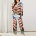 thumbnail image 2 of Balery Patriotic Butterfly Floral Conjunto de Pijama con Estampado para Mujer, Conjunto de Dos Piezas con Manga Larga, Ropa de Dormir Suave con Bolsillos, Pijamas Cómodos-Small, 2 of 7
