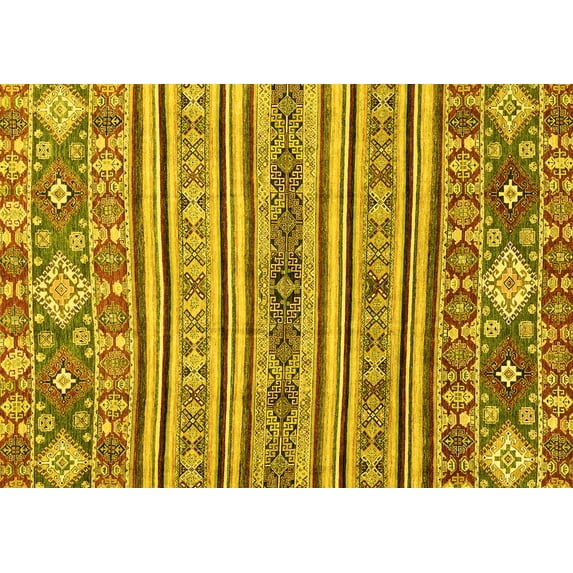 Ahgly Company Indoor Rectangle Abstract Yellow Modern Area Rugs, 7' x 10'
