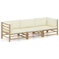 thumbnail image 1 of vidaXL 3 Piece Garden Lounge Set with Cream White Cushions Bamboo, 1 of 5
