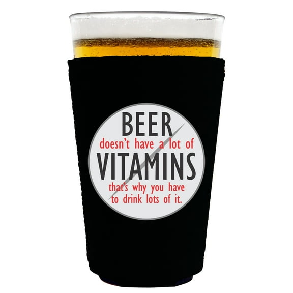 Beer Doesn't Have A Lot of Vitamins Pint Glass Coolie (Black)