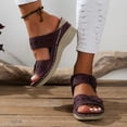 thumbnail image 3 of Women's Sandals Women's Sandals Comfortable Wedge Sandals with Arch Support Summer Casual Fish Mouth Open Toe Slip-on Slipper Flower Hollow Platform Slides Flip Flops Dark Purple 7, 3 of 6