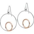 thumbnail image 2 of Ss/Gold Plated Jbsp's Sterling Silver Rh-P Rose-Tone Polished Dangle Earrings (55.5 X 38.6) Made In Italy qle1379, 2 of 5