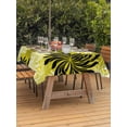 thumbnail image 3 of Outdoor Tablecloth with Umbrella Hole for Patio/Picnic/Party/Camping, Yellow Black Flowers Waterproof Table Cloth Rectangle Table Cover Washable, Modern Abstract Blooms Floral (60"x 84"), 3 of 8