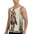 thumbnail image 2 of KLL Vintage Cowboy Riding Horse Print Men's Muscle Gym Workout Stringer Tank Tops Bodybuilding Fitness T-Shirts Tank Tops Men-X-Large, 2 of 7