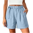 thumbnail image 7 of Hilenly Summer Shorts for Women Lightweight High Waisted Cotton Shorts Side Drawstring Loose Casual Short with Pockets, 7 of 7