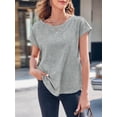 thumbnail image 3 of Womens Boat Neck T-Shirts Cap Sleeve Tops Summer Casual Loose Fit Basic Tees, 3 of 5