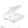 Dart Foam Hinged Lid Containers, 3-Compartment, 7.5 x 8 x 2.3, White, 200/Carton
