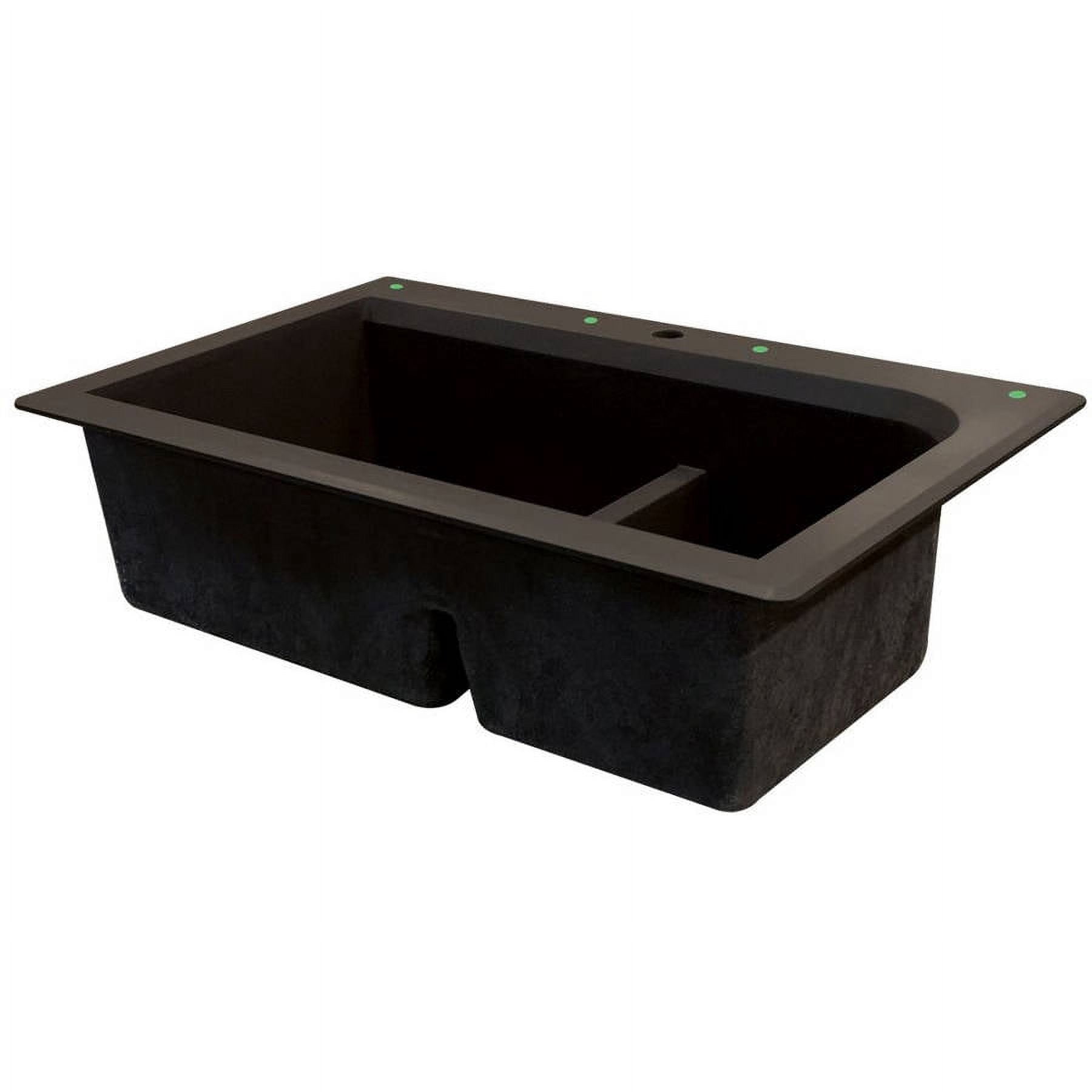 Transolid Radius 33in x 22in silQ Granite Drop-in Double Bowl Kitchen Sink with 3 CDF Faucet Holes, In Espresso