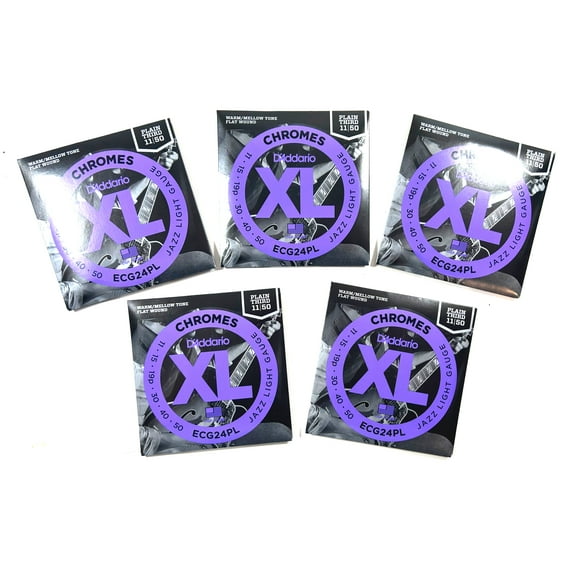 D'Addario Guitar Strings 5 Sets Flatwound Chromes Jazz Light 11-50 Plain 3rd