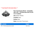 thumbnail image 2 of Rear Transmission Mount - Compatible with 1994 - 1996 Mercedes-Benz SL320 3.2L 6-Cylinder 1995, 2 of 2