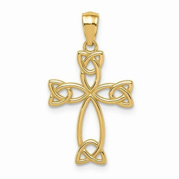 Finest Gold 14K Yellow Gold Celtic Knot Cross Pendant