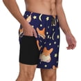 thumbnail image 2 of Kdxio Corgi Lying With Moons And Stars Print Men'S Swim Trunks With Compression Liner 7 Inch Inseam Quick Dry Swim Shorts, 2 of 7