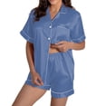 thumbnail image 1 of Conjunto de dos piezas para mujer con camiseta de manga corta y cuello en V y pantalones cortos, ideal para el verano y el ocio deportivo., 1 of 7
