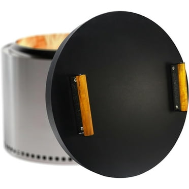 FEBTECH 20 inch Round Firepit Lid Perfect Fit for 19.5" Smokeless Fire Pits with 2 Wooden Handles