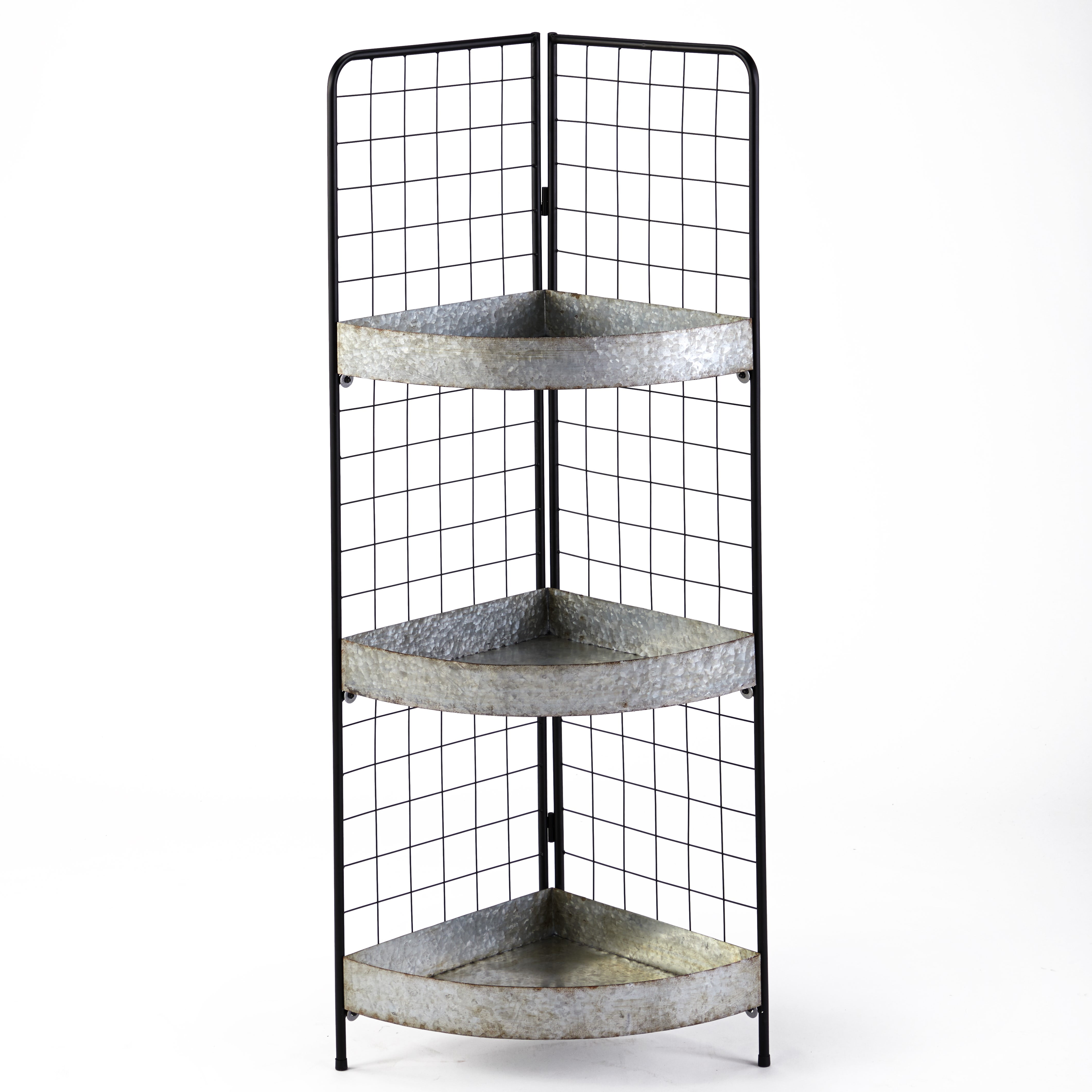 Metal Corner Shelf 3 Tier Rustic Farmhouse Shelving Display Unit