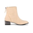 thumbnail image 3 of BLISSFUL STEP Women's Squared Toe Block Electroplated Heeled Ankle Boots Beige 8, 3 of 8