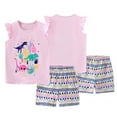 thumbnail image 2 of MXIEZI 2-7 Years old Summer Crewneck Cotton Print Vest Tops Casual Clothing Sets Toddler Kids Girls Ruffle Sleeve T Shirt Shorts Outfits for Girls, 2 of 9