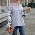 thumbnail image 2 of Otoño Invierno contraste Color suéter de punto mujeres de manga larga cuello en V suéter de punto Jersey Top, 2 of 6