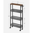 thumbnail image 6 of Slim Rolling Cart, 4-Tier Storage Cart, Narrow Cart with Handle, 5.1 Inches Deep, Metal Frame, for Kitchen, Dining Room, Living Room, Home Office, Rustic Brown and Classic Black ULRC032B01V1, 6 of 9