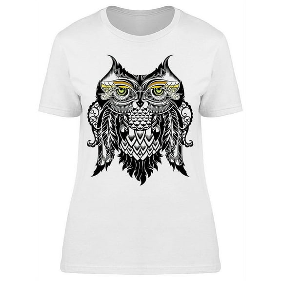 Owl Face Art T-Shirt Women -Image by Shutterstock, Female Medium