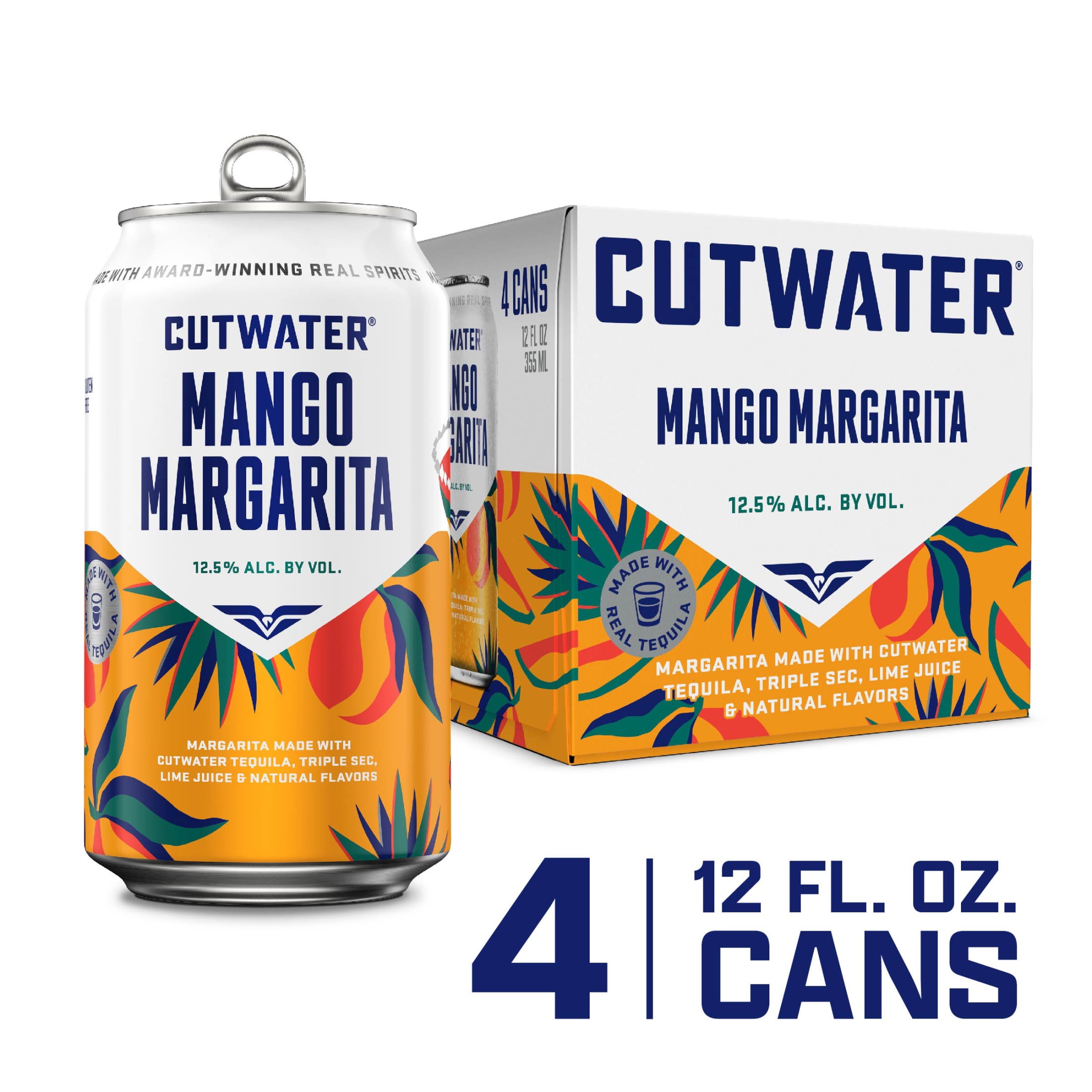 Cutwater Tequila Mango Margarita 4 pack 12 fl oz Aluminum Cans 12.5% ABV