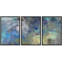 wall26 Framed Canvas Print Wall Art Set Blue, Teal & Yellow Paint Stroke Display Abstract Shapes Illustrations Modern Art Bohemian Multicolor for Living Room, Bedroom, Office - 24"x36"x