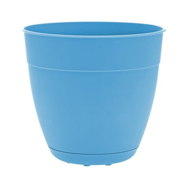 Bloem 20-in Dayton 100% Recycled Plastic Planter with Saucer - Ocean Blue