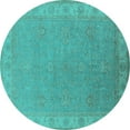 thumbnail image 1 of Ahgly Company Machine Washable Indoor Round Oriental Turquoise Blue Industrial Area Rugs, 3' Round, 1 of 4