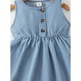 thumbnail image 6 of Toddler Baby Girls Denim Dress 18 Months Girls Dress 24 Months Girls Sleeveless Round Neckline Solid Color Dress with Bag Blue, 6 of 8