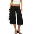 thumbnail image 2 of RUINIXCW Fold Over Capri Pants for Women Flowy Wide Leg Capri Pants Low Rise Yoga Culottes Pants Foldover Leggings Summer Beach Crop Palazzo Pants, 2 of 9
