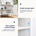 thumbnail image 4 of Entrintou 64.8"Fluted Sideboard Buffet Cabinet,4 Door,6 Center-Support Legs,150 lb Top, For Dining Room, Living Room,White with Gold Hardware, 4 of 11